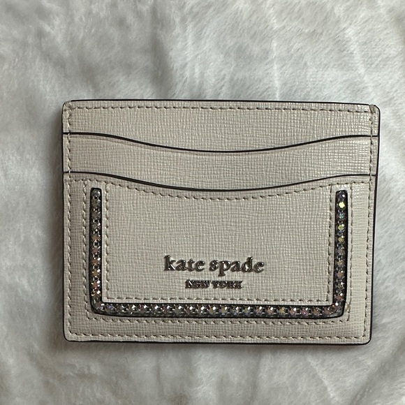Kate Spade Ivory Card Holder with Glitter Accents - Picture 1 of 3